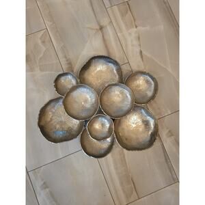Whitewash Metal Seashell Beach Coastal Decor Rustic Hanging‎ Wall Art 23"x19"